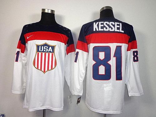 2014 Olympic Team USA #81 Phil Kessel White Stitched NHL Jersey