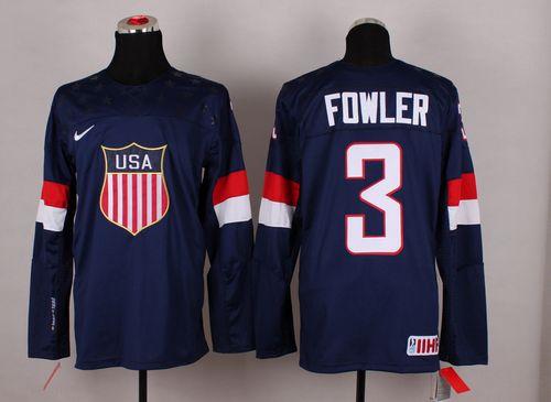 2014 Olympic Team USA #3 Cam Fowler Navy Blue Stitched NHL Jersey