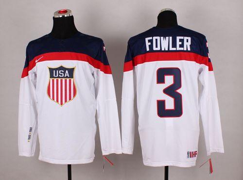 2014 Olympic Team USA #3 Cam Fowler White Stitched NHL Jersey