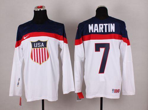 2014 Olympic Team USA #7 Paul Martin White Stitched NHL Jersey