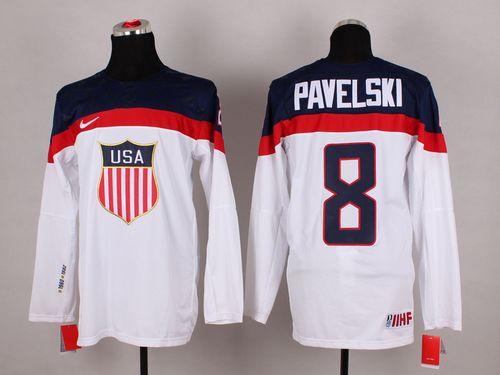 2014 Olympic Team USA #8 Joe Pavelski White Stitched NHL Jersey