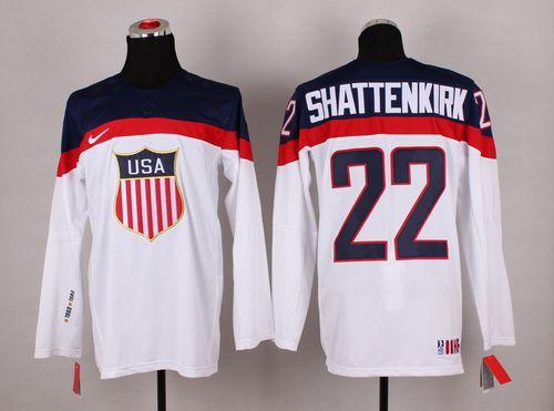 2014 Olympic Team USA #22 Kevin Shattenkirk White Stitched NHL Jersey