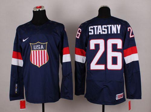 2014 Olympic Team USA #26 Paul Stastny Navy Blue Stitched NHL Jersey