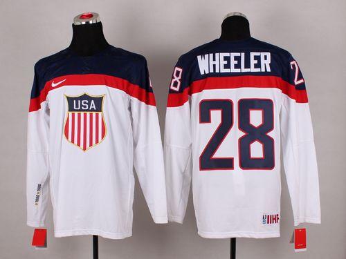 2014 Olympic Team USA #28 Blake Wheeler White Stitched NHL Jersey