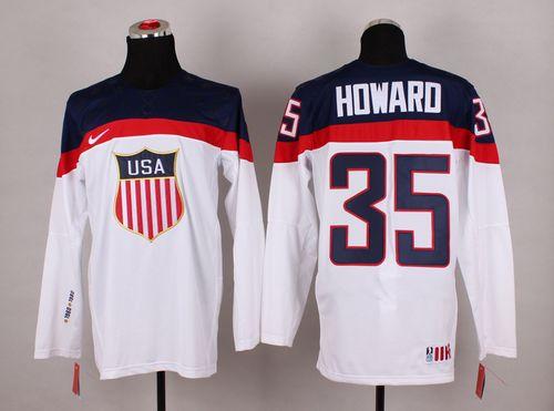 2014 Olympic Team USA #35 Jimmy Howard White Stitched NHL Jersey