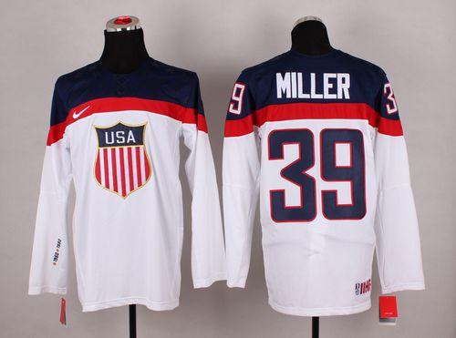 2014 Olympic Team USA #39 Ryan Miller White Stitched NHL Jersey