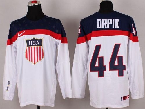 2014 Olympic Team USA #44 Brooks Orpik White Stitched NHL Jersey