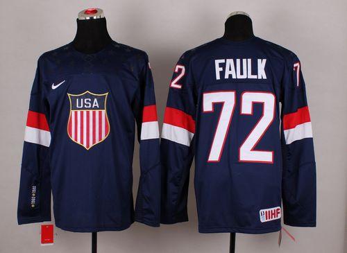 2014 Olympic Team USA #72 Justin Faulk Navy Blue Stitched NHL Jersey