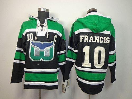Whalers #10 Ron Francis Green/Black Sawyer Hooded Sweatshirt Stitched NHL Jersey