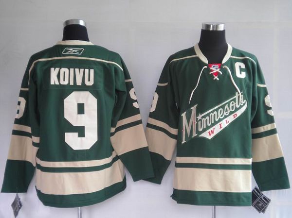Wild #9 Mikko Koivu Stitched Green NHL Jersey