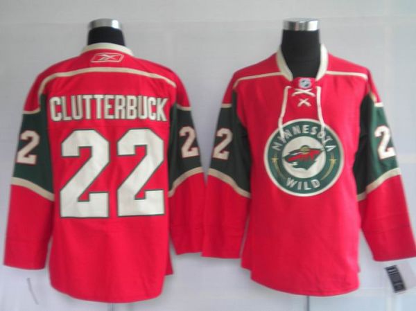 Wild #22 Cal Clutterbuck Stitched Red NHL Jersey