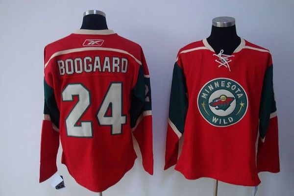 Wild #24 Derek Boogaard Stitched Red NHL Jersey