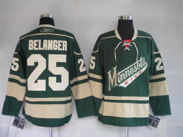 Wild #25 Eric Belanger Stitched Green NHL Jersey