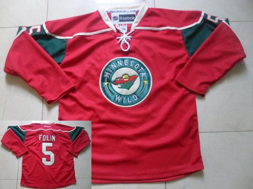 Wild #5 Christian Folin Red Stitched NHL Jersey