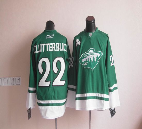 Wild St Patty's Day #22 Cal Clutterbuck Green Stitched NHL Jersey
