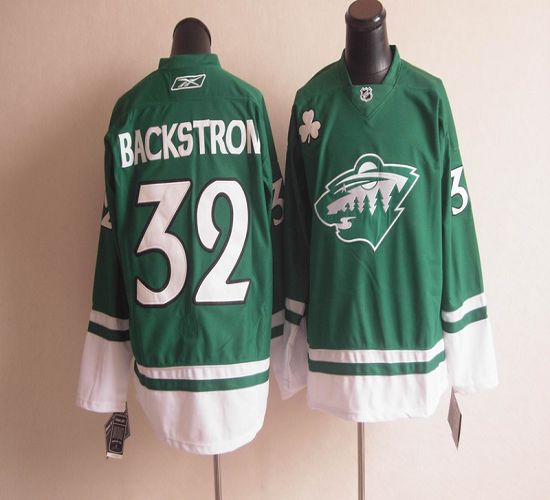 Wild St Patty's Day #32 Niklas Backstrom Green Stitched NHL Jersey