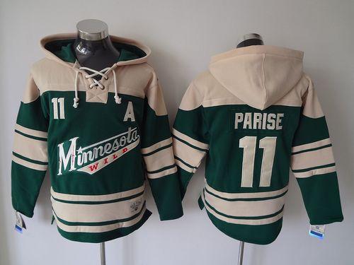 Wild #11 Zach Parise Green Sawyer Hooded Sweatshirt Stitched NHL Jersey