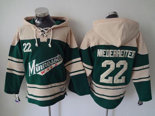Wild #22 Nino Niederreiter Green Sawyer Hooded Sweatshirt Stitched NHL Jersey