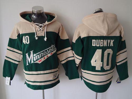 Wild #40 Devan Dubnyk Green Sawyer Hooded Sweatshirt Stitched NHL Jersey