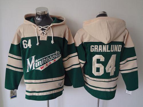 Wild #64 Mikael Granlund Green Sawyer Hooded Sweatshirt Stitched NHL Jersey