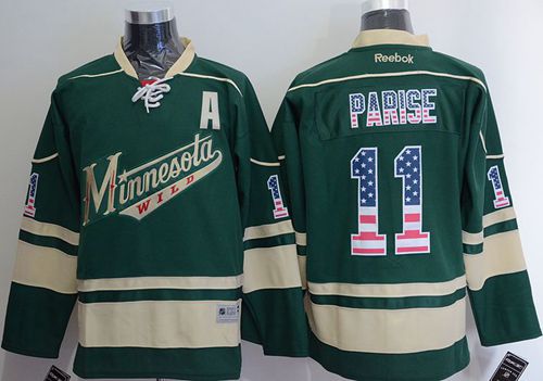 Wild #11 Zach Parise Green USA Flag Fashion Stitched NHL Jersey