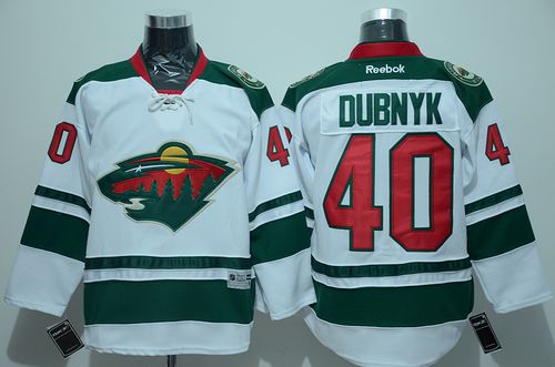 Wild #40 Devan Dubnyk White Stitched NHL Jersey