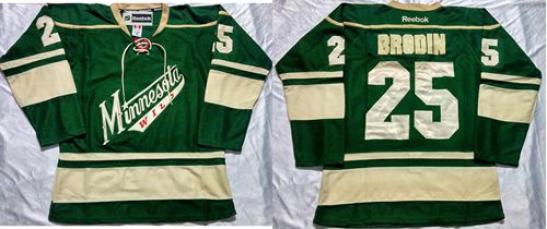 Wild #25 Jonas Brodin Green Stitched NHL Jersey