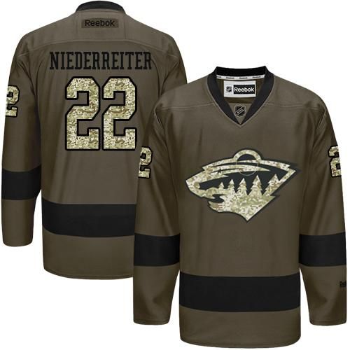 Wild #22 Nino Niederreiter Green Salute to Service Stitched NHL Jersey