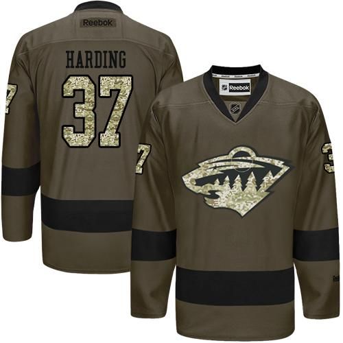 Wild #37 Josh Harding Green Salute to Service Stitched NHL Jersey
