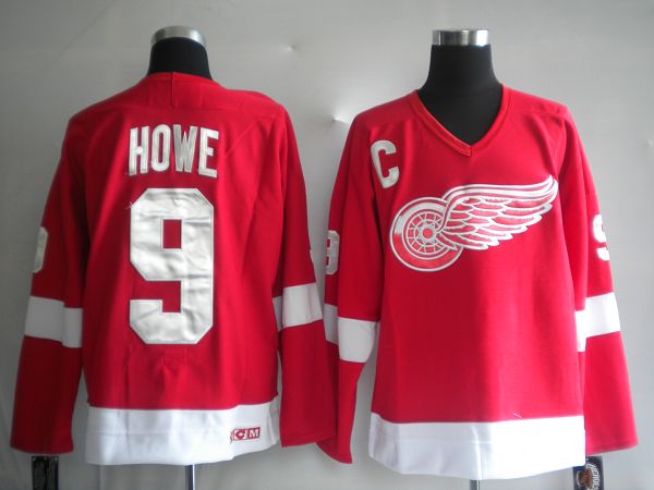 Red Wings #9 Gordie Howe Red CCM Stitched NHL Jersey