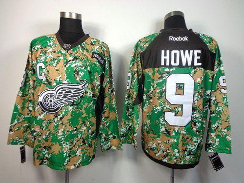 Red Wings #9 Gordie Howe Camo Veterans Day Practice Stitched NHL Jersey