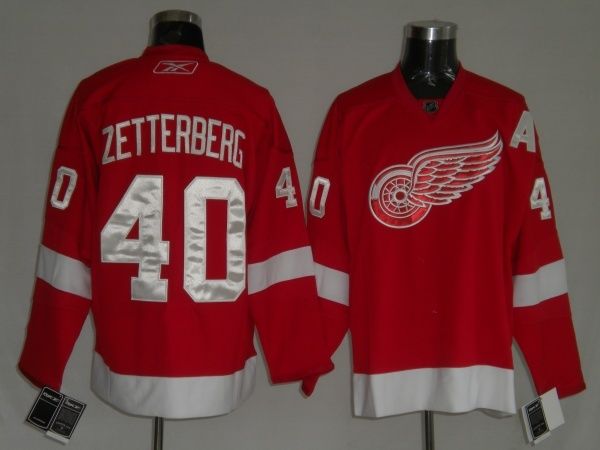 Red Wings #40 Henrik Zetterberg Stitched Red NHL Jersey