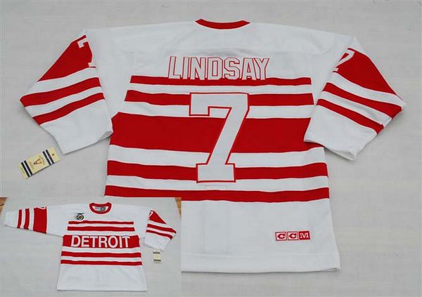 Red Wings #7 Ted Lindsay White CCM Throwback 75TH Stitched NHL Jersey