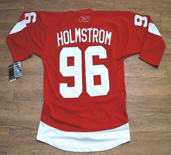 Red Wings 96 Tomas Holmstrom Stitched Red NHL Jersey