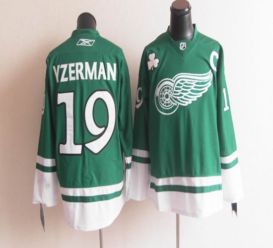 Red Wings St Patty's Day #19 Steve Yzerman Green Stitched NHL Jersey