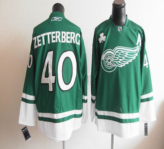 Red Wings St Patty's Day #40 Henrik Zetterberg Green Stitched NHL Jersey