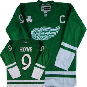 Red Wings St Patty's Day #9 Gordie Howe Green Stitched NHL Jersey