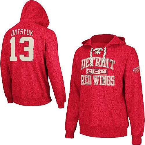 CCM Detroit Red Wings #13 Pavel Datsyuk Red Lace Up Hoodie