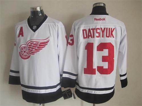 Red Wings #13 Pavel Datsyuk White Fashion Stitched NHL Jersey