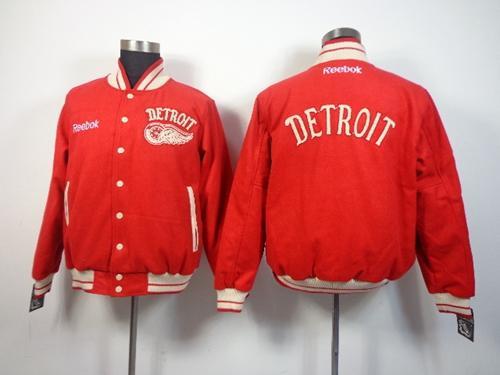 Detroit Red Wings Blank Satin Button Up Red NHL Jacket