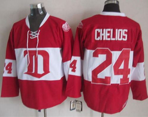 Red Wings #24 Chris Chelios Red Winter Classic CCM Throwback Stitched NHL Jersey