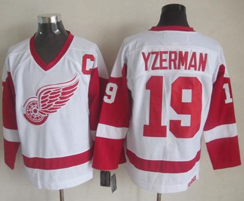 Red Wings #19 Steve Yzerman White CCM Throwback Stitched NHL Jersey