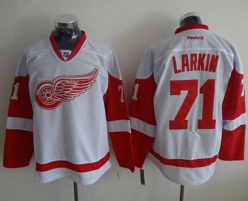 Red Wings #71 Dylan Larkin White Stitched NHL Jersey