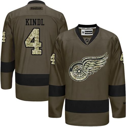 Red Wings #4 Jakub Kindl Green Salute to Service Stitched NHL Jersey