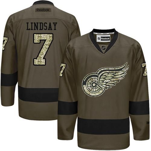 Red Wings #7 Ted Lindsay Green Salute to Service Stitched NHL Jersey