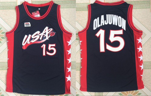 1996 Atlanta Olympic USA Dream Team three 15 Hakeem Olajuwon Jerseys