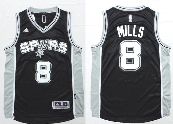 2014   2015  NBA San Antonio Spurs 8 Patrick Mills New Revolution 30 Swingman Road Black Jersey