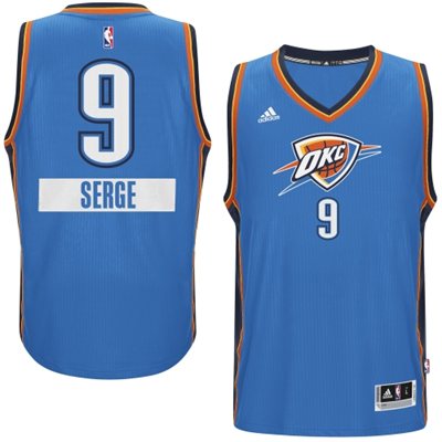 2014 15 Christmas Day Oklahoma City Thunder 9 Serge Ibaka  Light Blue Swingman Road Jersey