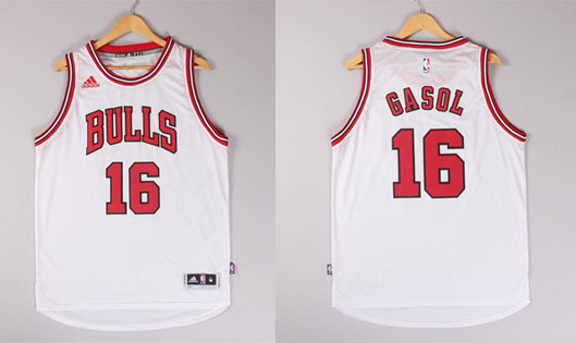 2014 2015  NBA Chicago Bulls 16 Pau Gasol New Revolution 30 Swingman White Jersey