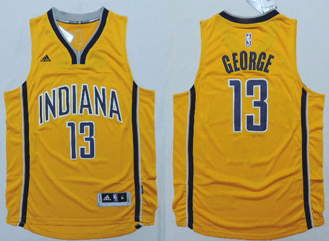 2014 2015  NBA Indiana Pacers 13 Paul George New Revolution 30 Swingman Dark Yellow Jerseys